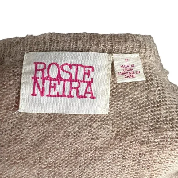 Anthropologie Rosie Neira Mohair Blend Crochet Pointelle Cardigan Sweater Size S - Picture 9 of 11